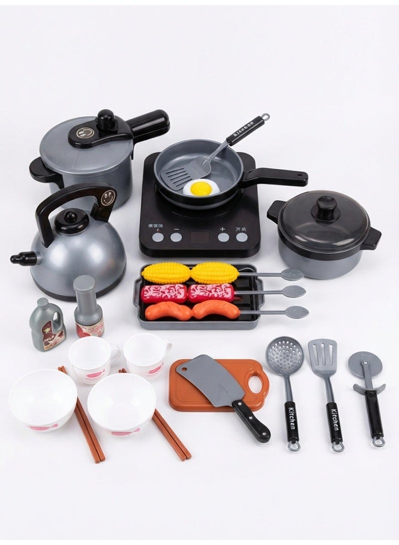 36 Pcs Toy Kitchen Pretend Play Set for Kids - Realistic Plastic Food & Cookware Toys, Educational Role Play Gift for Boys & Girls - Image 5